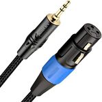 JOMLEY XLR to 3.5mm Cable, Unbalanced Female XLR to 1/8 inch Mini Stereo Jack Aux Microphone Cable Mic Cord for Cell Phone, Laptop, Speaker, Mixer - 3.3ft