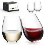 LUNA & MANTHA Stemless Wine Glasses Set of 4, Crystal Red White Wine Glasses for Daily Use, Hosting, Home Bar, Evening Party, Birthdays, Shower, Housewarming Gift - 18oz Clear