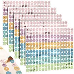 1860 Pcs Date Round Dots Stickers Foiled Dates Stickers for Planners Small Colorful Number Stickers Decorative Calendar Stickers Monthly Stickers Accessories for Planners Journals Calendar Notebooks