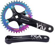 BUCKLOS MTB Mountain Bike Single Speed Square Taper Crankset -170mm Cranksets Bicycle Crank Set with 104BCD 32/34/36/38/40/42T Round/Oval Chainring Fit for Ebike/Commuter Bike