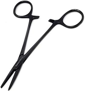 Mosquito Hemostat Locking Forceps 5" Straight with Full Serrated Jaws Ideal for Clamping, Fishing, Firefighters Nurses Doctors + More (Tactical Black)