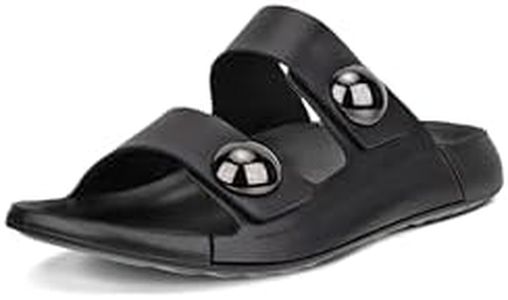 ECCO Women's Cozmo Two Band Button Slide Sandal, Black, 6-6.5