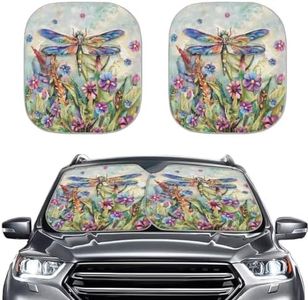 Coldinair Dragonfly Windshield Sun Shade for Truck SUV Car,Floral Front Window Shades Cover Sun Visor Shield Auto Interior Protector for Men Women