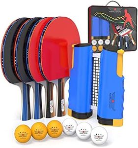 NIBIRU SPORT Professional Ping Pong Paddle Set (4-Player) - Table Tennis Paddles Set of 4 with Retractable Net, 6 Balls, and Carry Bag/Storage Case - Table Tennis Equipment & Ping Pong Accessories