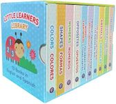 Bilingual 10 Board Books in Spanish and English: Little Library set includes Counting, Colors, Feelings, Animals, The Wheels on the Bus, ABCs, and More