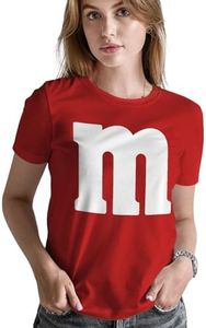 Veracco Letter M Halloween Costumes T-Shirt | Funny Cool Graphic tee idea | for Women, Red, Large