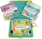 Totebook Kids Travel Educational Activity Book with Washable Markers - Car and Airplane Activities, Learning Toys for Toddlers- Reusable Stickers for Ages 4, 5, 6 (Jungle & 2 Extra Books)