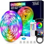 Bluetooth LED Strip Lights 15m,Inscrok LED Light Strips Controlled by Smart Phone APP,Music Sync LED Lights Strip for Bedroom Decor, Room Decor, Children's Room (Certified Power Supply)