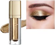 Liquid Glitter Eyeshadow, Metallic Shimmer Eyeshadow, Long Lasting, Quick-Drying Matte Glitter Eye Shadow Waterproof Highly Pigmented Sparkly Eye Shadows Eyeliner Pen,Blendable Eyes Makeup(Gold)