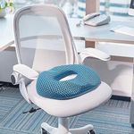 Frafuo Donut Pillow Seat Cushion-Non-Slip Memory Foam Car Seat Cushion for Tailbone Pain,Coccyx,Back,Hemorrhoids,Pressure Sores Relief, for Home, Office Chair, Wheelchair,(Blue)