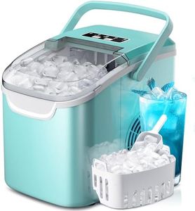 Portable Ice Maker Machine with Handle, 26lbs/24Hrs, 6Mins/9 Ice Cubes, Self-Cleaning with Basket/Scoop, Countertop Ice Makers for Home/Kitchen/Office(Green)
