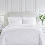California Design Den 3 Piece King Size Duvet Cover Set, 400 Thread Count 100% Cotton Sateen, Soft Luxury Sateen Weave Comforter Cover and Two Pillow Shams, Button Closure and Corner Ties (White,King)