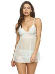 Felina Sarah Babydoll Butterfly Lace Chemise, Womens Nightgown/Lingerie, Bridal Blue, XL