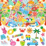 JULBEAR Summer Foam Stickers,300 Pcs Bulk Self-Adhesive Hawaiian Beach Stickers for Arts Crafts Beach Theme Summer Birthday Party Favors Decoration Home DIY Supplies