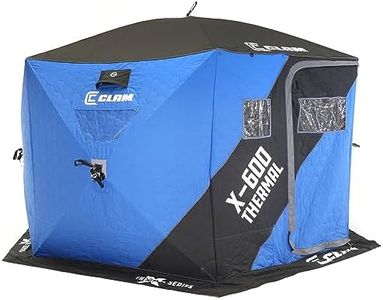 CLAM X-600 Portable 6 Person 11.5 Foot Angler Thermal Hub Shelter Tent for Outdoor Ice Fishing with Anchor Straps and Carrying Bag