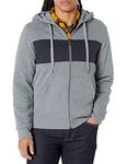 Amazon Essentials Men's Full-Zip Hooded Fleece Sweatshirt, Light Grey Heather/Navy Stripe Medium