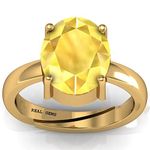 Real Gems 15.25 Ct. Natural Certified Yellow Sapphire (Pukhraj) Fine ADJUSTABLE Panchdhatu Ring For Men & Boys