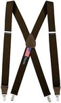 HOLD'EM Suspender Men X-Back Clip on Leather Crosspatch-Brown (Tall 54")