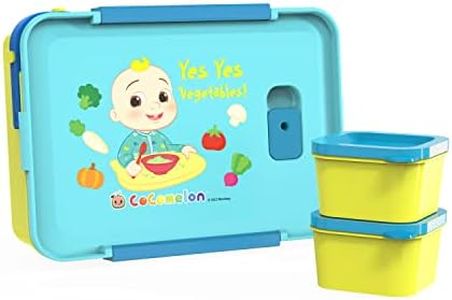 Zak Designs CoComelon Reusable Plastic Bento Box with Leak-Proof Seal, Carrying Handle, Microwave Steam Vent, and Individual Containers for Kids' Packed Lunch (3-Piece Set)