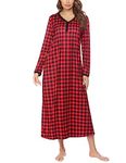 Ekouaer Rayon Nightgown for Women Button Down Robe Long Sleeve Housecoats Lounge Chemise Sleepwear Red Medium