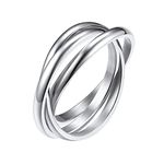 FindChic Triple Band Rings Interlocked Rolling Rings for Women Girls Stainless Steel Trinity Russian Wedding Fidget Rings Size 10