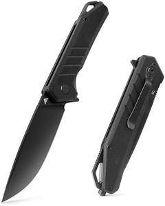 FLISSA Pocket Knife, 3.2" D2 Blade G10 Handle EDC Knife with Pocket Clip for Hunting, Camping, Survival, Outdoor Activities(Black)