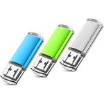 Vansuny 3 Pack USB Stick 16GB USB Flash Drive USB 2.0 Memory Stick Thumb Drive Mini USB Drive Pen Drive with LED Indicator for PC, Laptop, Printer, TV, Car (Blue Green and White)