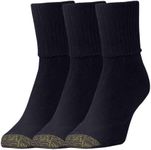 Gold Toe Women's Turn Cuff Bermuda Socks (3 Pair Pack), Black