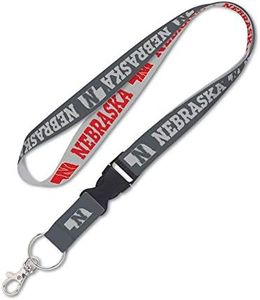 WinCraft NCAA University Nebraska Charcoal 1inch Detachable Buckle Lanyard