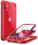 i-Blason Ares Case for iPhone 11 6.1 inch (2019), Dual Layer Rugged Clear Bumper Case with Built-in Screen Protector (Metallic Red)