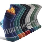Kids Merino Wool Hiking Socks Boys Toddlers Thermal Winter Thick Warm Crew Cushion Socks Gift Stocking Stuffers for Kids 6 Pairs 4 5 6 7 8 9 10 11 12 Years(Assorted,8-12 Y)