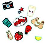 Segolike 10 Pieces DIY Embroidered Sew Iron on Patches Gesture Star Camera Strawberry Applique Decorations