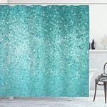 Ambesonne Turquoise Shower Curtain Set with Hooks, Small Dot Tiles Simple Classical Creative Design Washable, Cloth Fabric Decor for Ocean Theme Bathroom and Guest Restoom, 69" W x 75" L, Turquoise