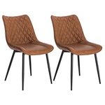 WOLTU Dining Chairs Set of 2 pcs Counter Kitchen Chairs Lounge Leisure Living Room Corner Chairs Light Brown Leatherette Reception Chairs with Backrest and Padded Seat