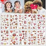 Qpout 135 PCS Glitter Valentines Day Temporary Tattoos for Kids Teens Adults Romantic Red Heart Rose Sweet Love Face Fake Tattoos Stickers for Valentine's Day Wedding Party Favors（10sheets）