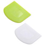 lasenersm Dough Scraper Bowl Scraper Food-Safe Plastic Dough Cutter Flexible Plastic Scraper Practical Bench Scraper Multipurpose Food Scrappers Fondant Icing (White, Green) - 2 Pieces