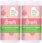 Dreft Multi-Surface All-Purpose Gentle Cleaning Wipes for Baby Toys, Car Seat, High Chair & More, 70 Count, Pack of 2