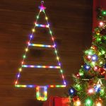 Moxled Battery Christmas Lights - 2ft LED Ladder Christmas Lights with Timer, 8 Modes, Waterproof Ladder Christmas Tree Lights for Outdoor Indoor Window Door Wall Xmas Decorations (Multicolor)