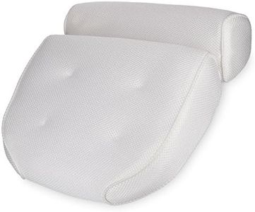 Navaris Almohada para bañera - Cojín con ventosas - Almohada de Malla Oeko-Tex Standard 100 para Cabeza Cuello - Cojín Antideslizante Blanco