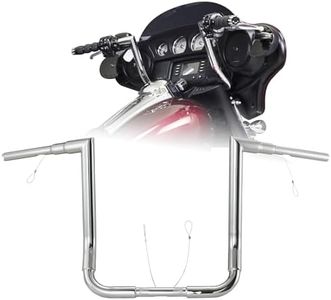 14" Rise Handlebars 1-1/2" Bagger Ape Hangers for Harley 1996-2023 Street Glide FLHX/Electra Glide FLHT/Ultra Limited FLHTK/Tri-Glide FLHTCUTG Models, Right Angle Bar Style, Chrome