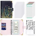 Rnivvi Budget Binder with Zipper Envelopes, A6 Money Saving Binder Cash Envelopes for Budgeting, PU Leather Budget Planner Money Organizer for Cash Bills, Floral Budget Wallet for Women,Elegant Flower