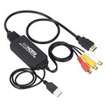 RCA to HDMI Converter, RCA to HDMI Cable, AV 3RCA CVBS Composite Audio Video to 1080P HDMI Adapter Supporting PAL NTSC for PC Laptop Xbox PS3 PS4 TV STB VHS VCR Camera DVD (Female to Male)