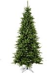 Vickerman 8.5' Unlit Camdon Fir Slim Artificial Christmas Tree - 1838 PVC Tips - Metal Hinged Branches - Folding Metal Stand Included- Easy Assembly and Storage