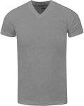 Men's Heavyweight Cotton T Shirt – Basic 6.2 Ounce Short Sleeve V Neck Plain Tee Top Tshirts Regular Big and Tall Size, H.grey, X-Large