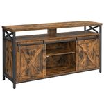 VASAGLE TV Stand Cabinet, 65 Inch TV Stand, with Adjustable Shelves, Barn Doors, Farmhouse Design, Metal Frame, Rustic Brown and Black LTV071B01V1