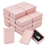 BENECREAT 24 Pack Jewelry Gifts Boxes 3x2 Inch Rectangle Cardboard Earring Necklace Storage Boxes with Velvet Sponge for Ring, Weddings, Birthdays (Pink)