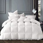 Globon Winter White Goose Down Comforter California King Size,800 Fill Power,400 Thread Count Ultra Soft Noiseless Shell with Corner Tabs, White