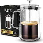 Kaffe Glass French Press Coffee Maker (27oz / 0.8L) - Double-Wall Insulated Borosilicate Glass - Travel & Camping Coffee Maker - Homemade French Press Coffee - Tea & Coffee Press - Coffee Gift