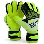 EFAH SPORTS Football Goalkeeper Gloves For Kids Boys Children Youth Soccer Goaile Glove With Fingersave and Double Wrist Protection Strong Grip Palms (Size 4 suitable for 6 to 9 years old, Yellow)