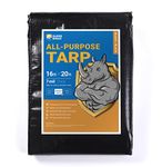 GUARD SHIELD Black Tarp Waterproof 16x20 Feet Medium Duty All Purpose Poly Tarps Cover 7mil